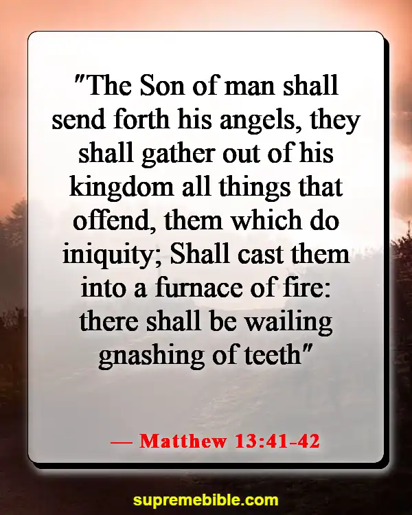 Bible Verses About  Destruction And The End Of The Wicked (Matthew 13:41-42)