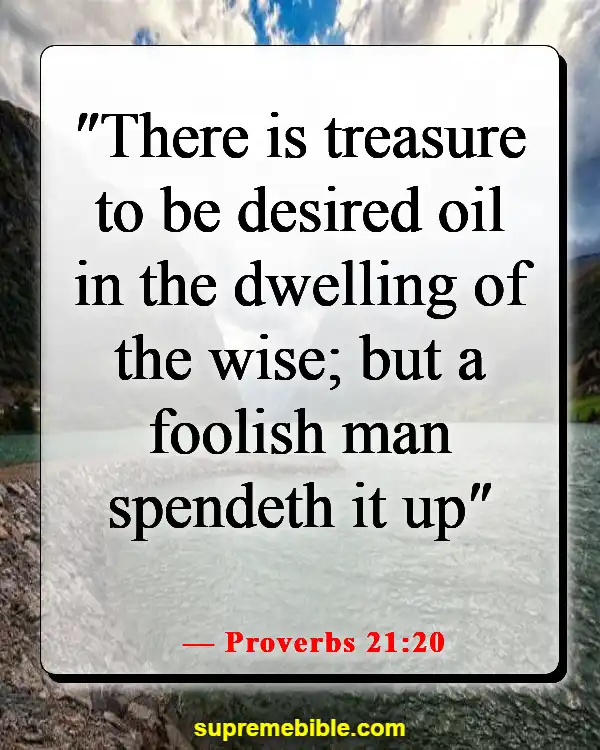Bible Verses About Worrying About Money (Proverbs 21:20)